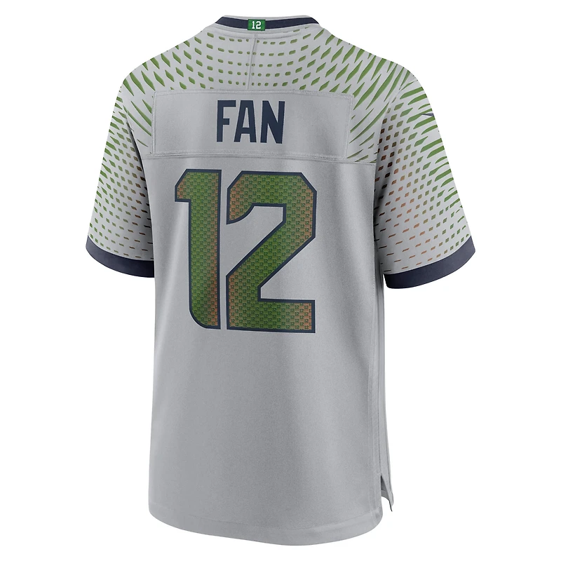 Maillot Nike 12s Wolf Grey pour homme, collection Rivalries 2025 des Seattle Seahawks