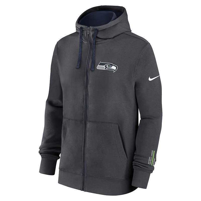 Men's Nike Anthracite Seattle Seahawks Primetime Club Full-Zip Hoodie