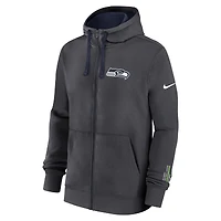 Men's Nike Anthracite Seattle Seahawks Primetime Club Full-Zip Hoodie