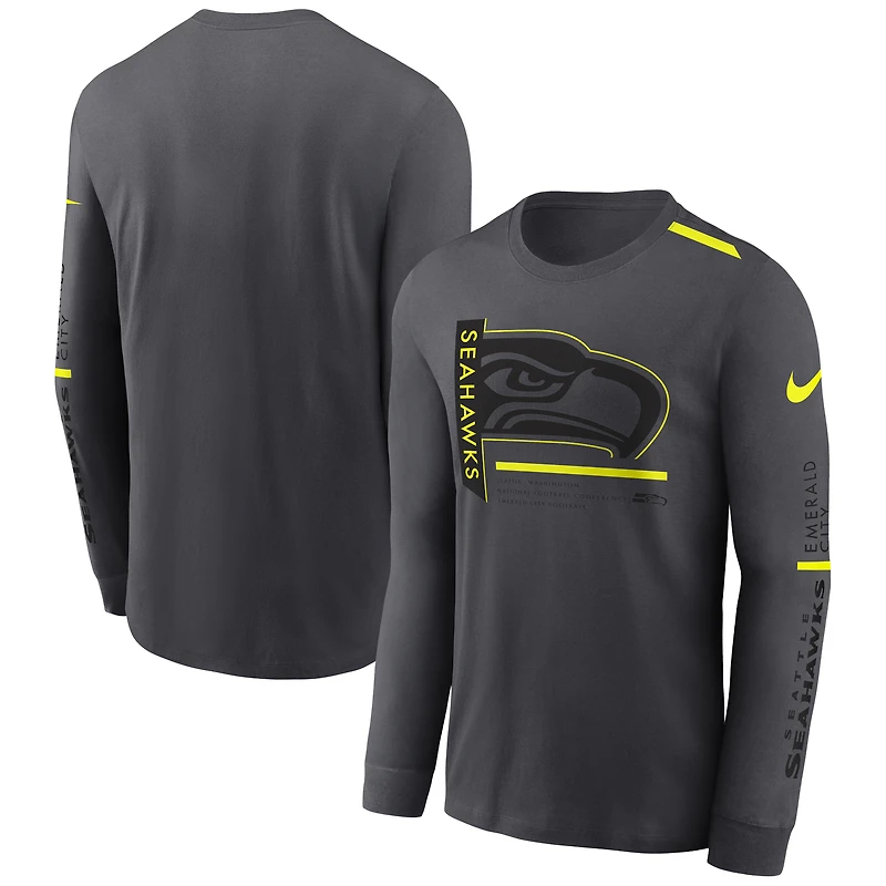 Men's Nike Anthracite Seattle Seahawks Volt Performance Long Sleeve T-Shirt