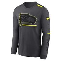 T-shirt à manches longues Nike Seattle Seahawks Volt Performance anthracite pour homme