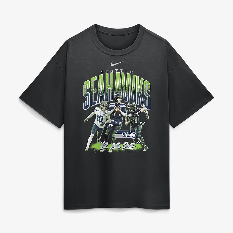 T-shirt Nike noir Seattle Seahawks 12 As One pour homme