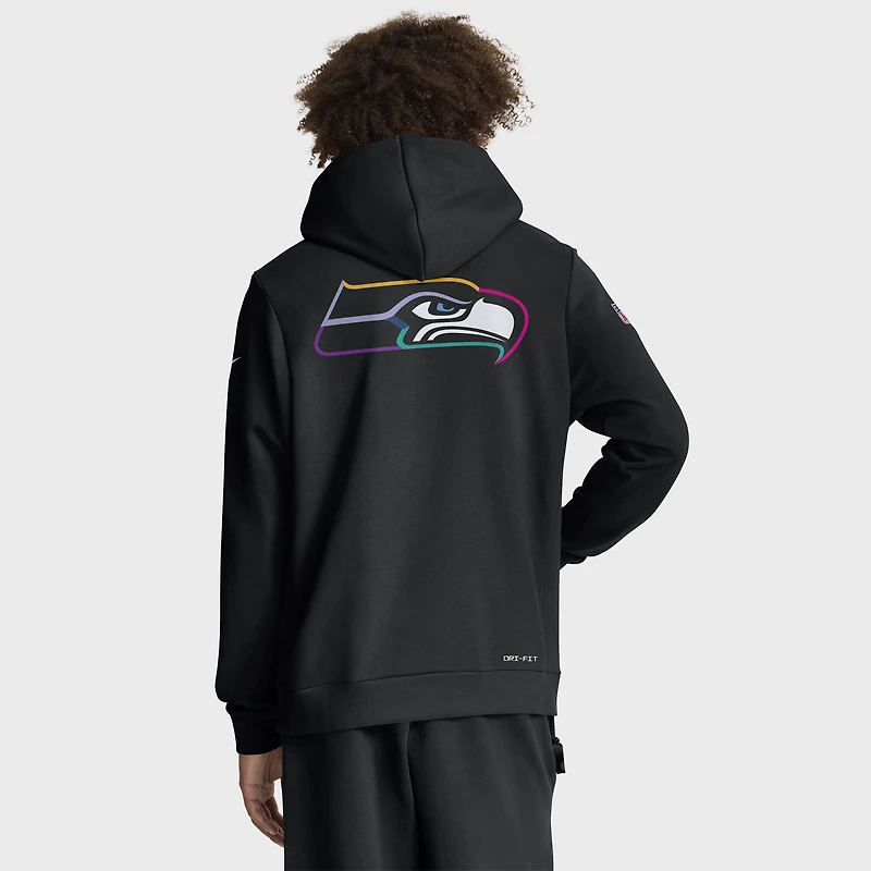 Sweat à capuche Nike noir pour homme des Seattle Seahawks NFL Crucial Catch 2025 Sideline Dri-FIT