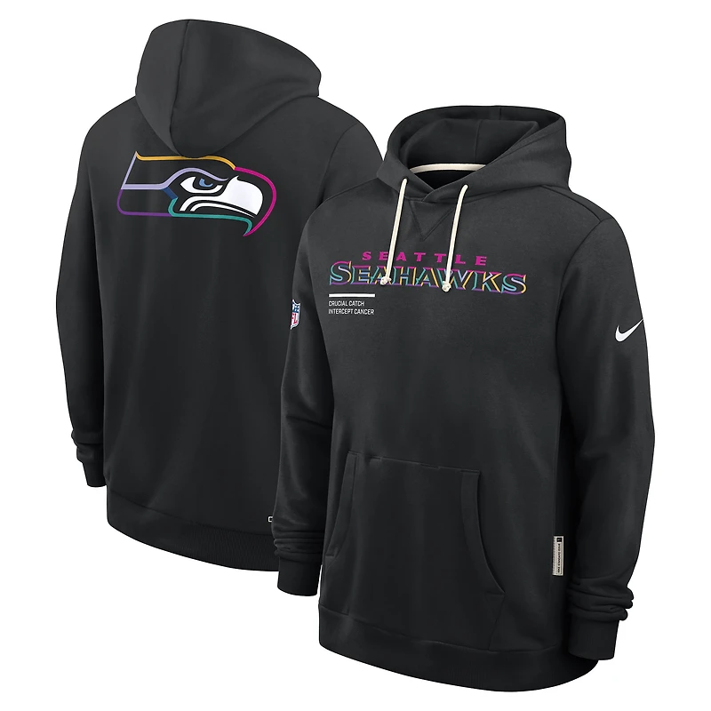 Men's Nike Black Seattle Seahawks 2025 NFL Crucial Catch Sideline Standard Issue Dri-FIT Hoodie