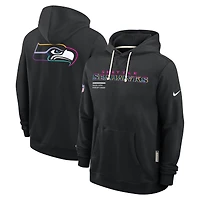 Men's Nike Black Seattle Seahawks 2025 NFL Crucial Catch Sideline Standard Issue Dri-FIT Hoodie
