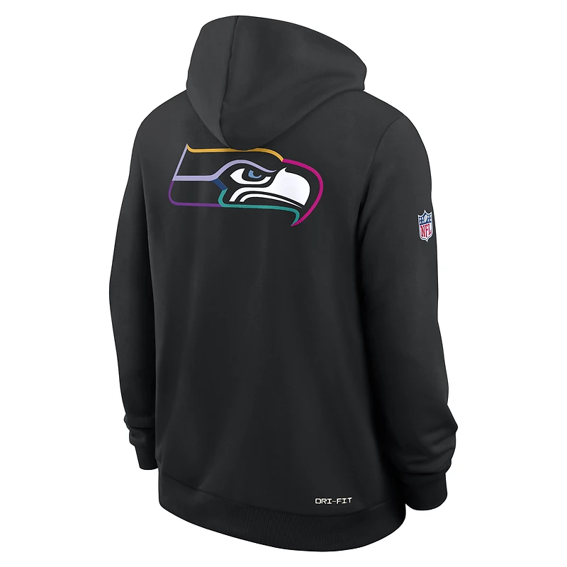 Men's Nike Black Seattle Seahawks 2025 NFL Crucial Catch Sideline Standard Issue Dri-FIT Hoodie