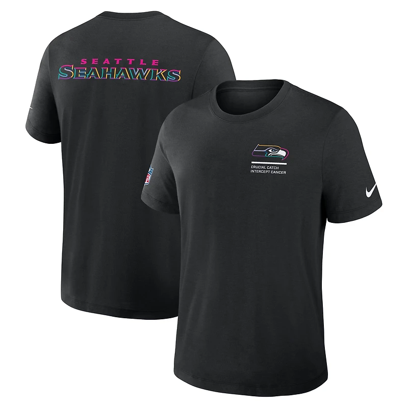T-shirt Nike noir Seattle Seahawks NFL Crucial Catch Tri-Blend Dri-FIT pour homme