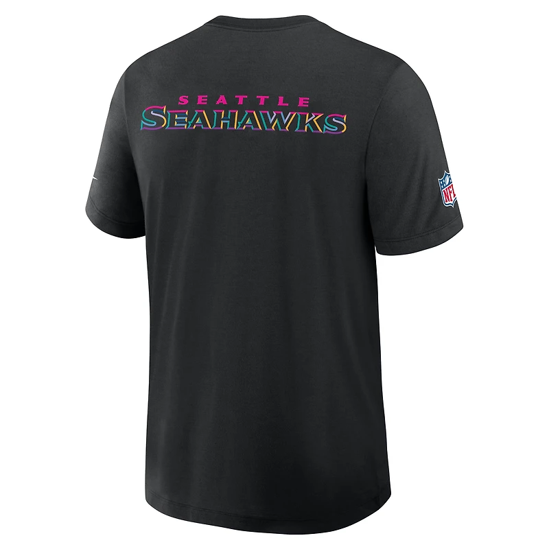T-shirt Nike noir Seattle Seahawks NFL Crucial Catch Tri-Blend Dri-FIT pour homme
