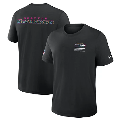 T-shirt Nike noir Seattle Seahawks NFL Crucial Catch Tri-Blend Dri-FIT pour homme
