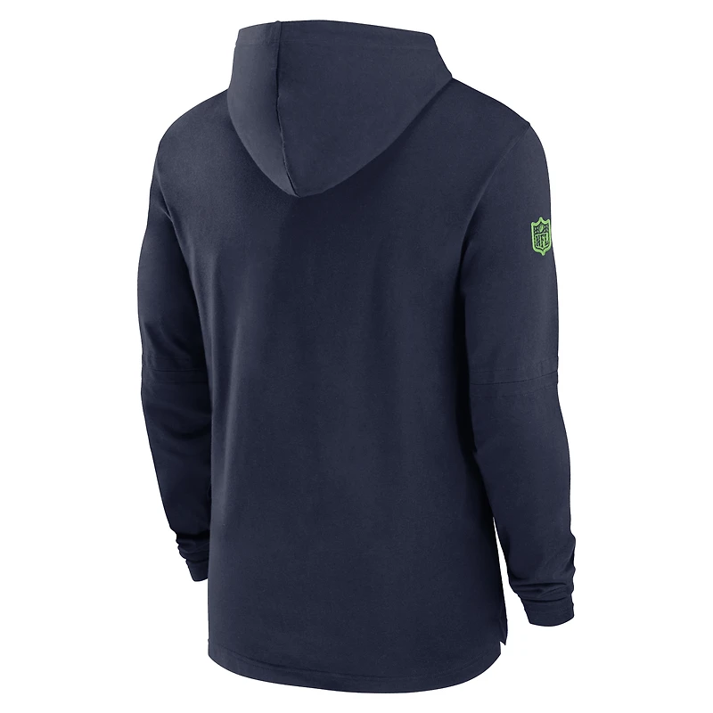 Men's Nike College Navy Seattle Seahawks 2024/25 Sideline Performance Long Sleeve Hoodie T-Shirt