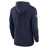 Men's Nike College Navy Seattle Seahawks 2024/25 Sideline Performance Long Sleeve Hoodie T-Shirt
