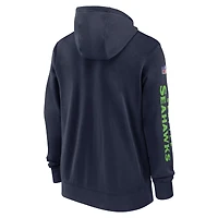 Sweat à capuche entièrement zippé Nike College Navy Seattle Seahawks 2024 Sideline Club pour homme