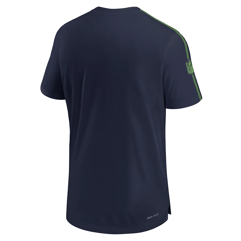 T-shirt Nike College Navy Seattle Seahawks 2024 Sideline Coach UV Performance pour homme