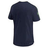 T-shirt Nike College Navy Seattle Seahawks 2024 Sideline Coach UV Performance pour homme