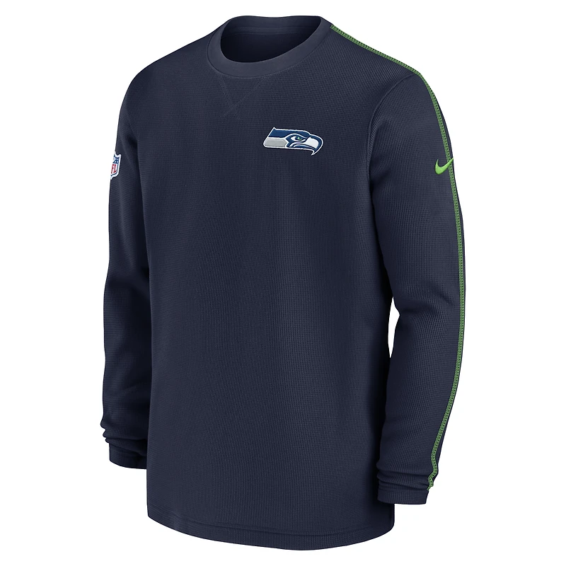Men's Nike College Navy Seattle Seahawks 2024 Sideline Coaches Long Sleeve Top