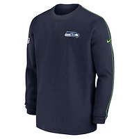 Men's Nike College Navy Seattle Seahawks 2024 Sideline Coaches Long Sleeve Top