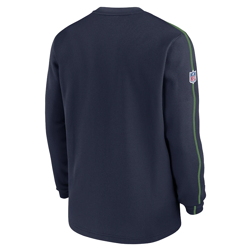 Men's Nike College Navy Seattle Seahawks 2024 Sideline Coaches Long Sleeve Top