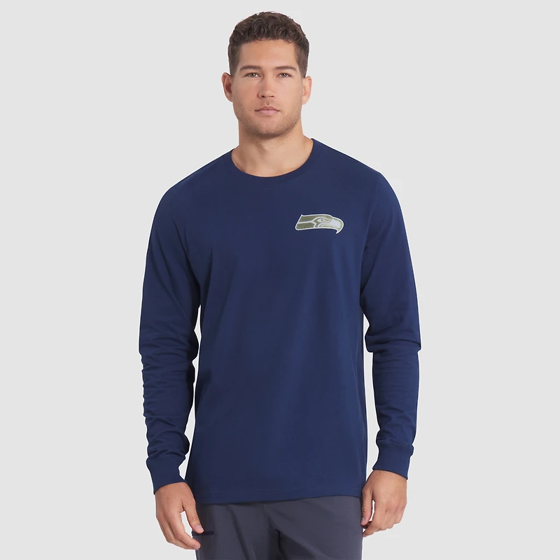 T-shirt à manches longues Nike College Navy pour homme, collection Rivalries 2025, Seattle Seahawks
