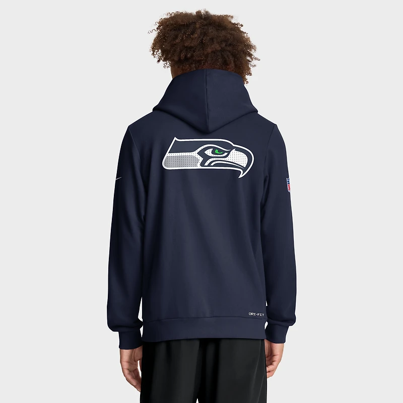 Men's Nike College Navy Seattle Seahawks 2025 Sideline Standard Issue Utility Player Dri-FIT Full-Zip Hoodie
