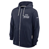 Men's Nike College Navy Seattle Seahawks 2025 Sideline Standard Issue Utility Player Dri-FIT Full-Zip Hoodie