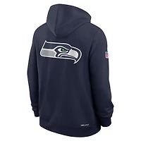 Men's Nike College Navy Seattle Seahawks 2025 Sideline Standard Issue Utility Player Dri-FIT Full-Zip Hoodie
