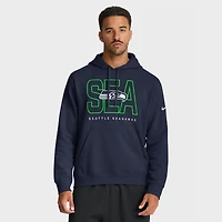Men's Nike College Navy Seattle Seahawks Busted Play Club Fleece Pullover Hoodie