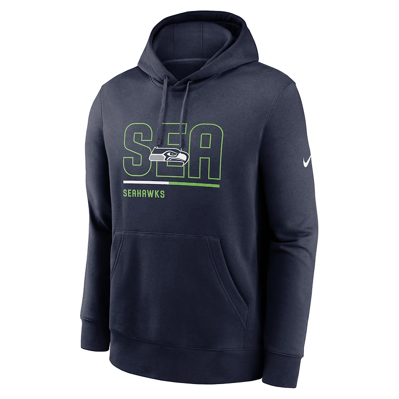Men's Nike College Navy Seattle Seahawks City Code Club Fleece Pullover Hoodie