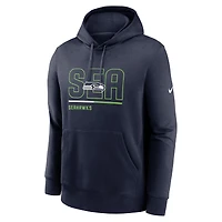 Men's Nike College Navy Seattle Seahawks City Code Club Fleece Pullover Hoodie