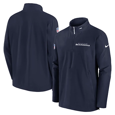Veste d'entraîneur à demi-zip Nike College Navy pour homme des Seattle Seahawks