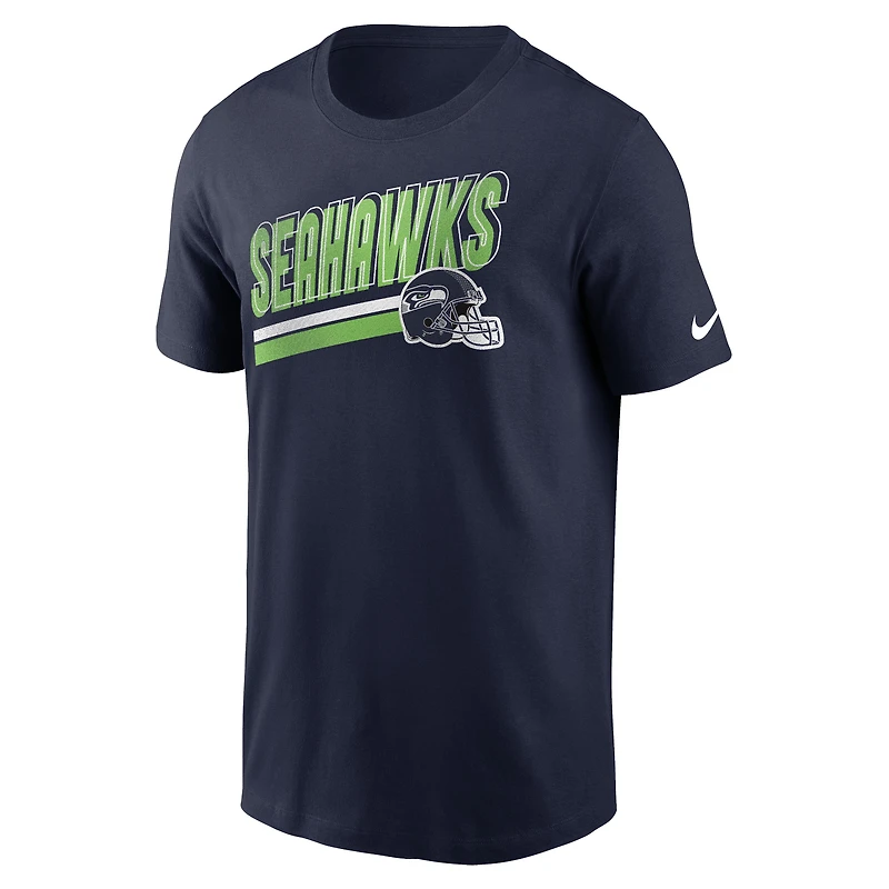 T-shirt Nike College Navy Seattle Seahawks Essential Blitz Lockup pour homme