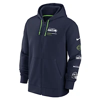 Men's Nike College Navy Seattle Seahawks Fan Gear Team - Full-Zip Hoodie