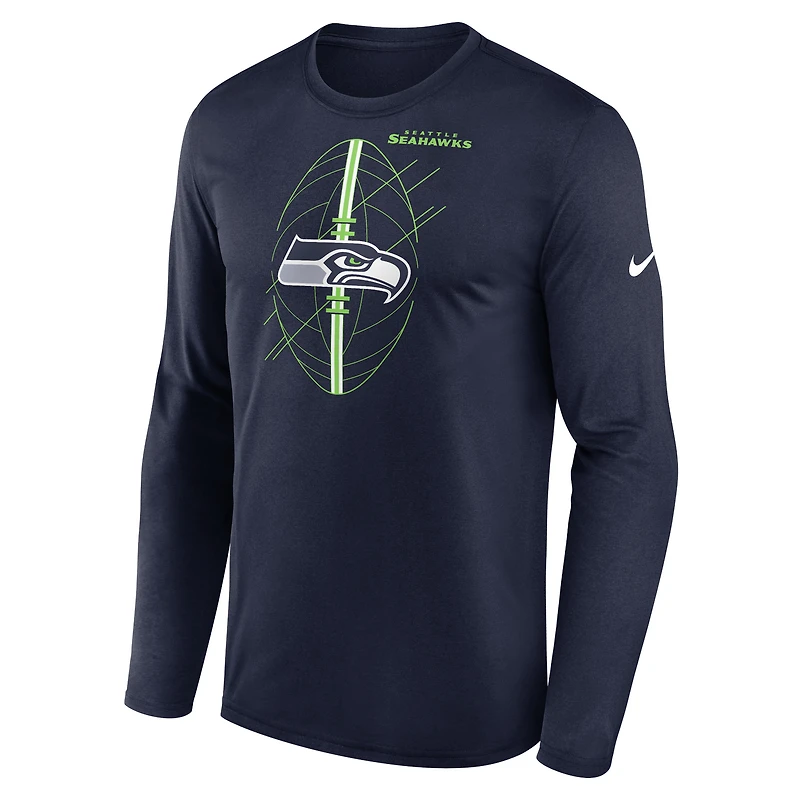 T-shirt à manches longues Nike College Navy Seattle Seahawks Legend Icon pour homme