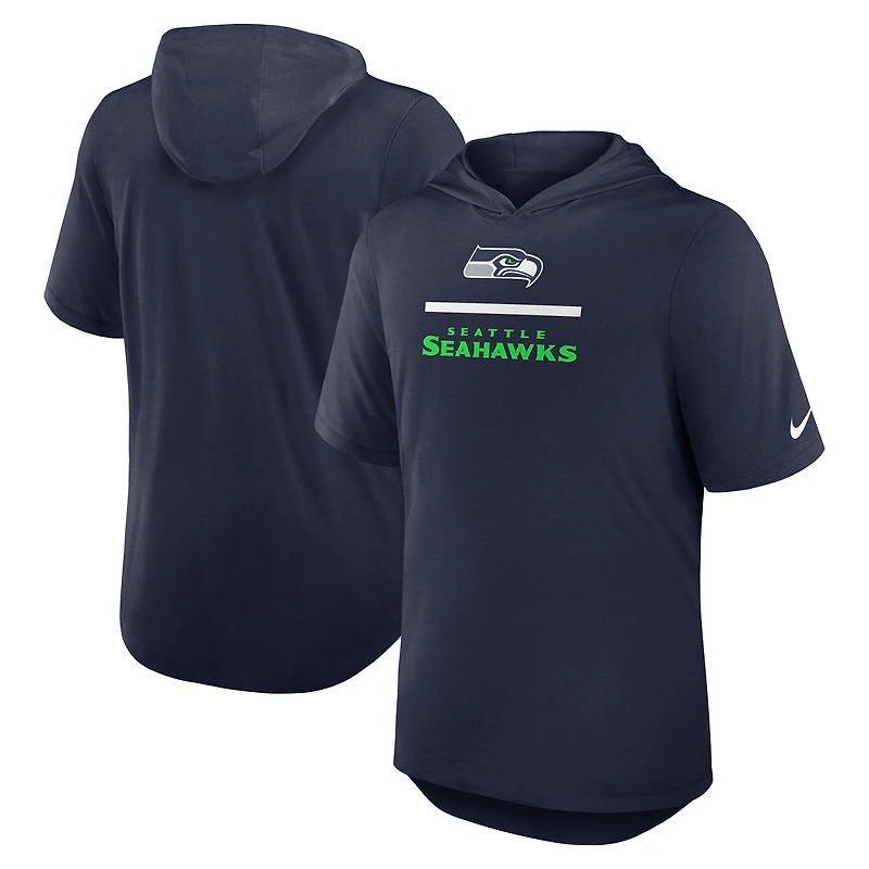Men's Nike College Navy Seattle Seahawks Lockup Tri-Blend Hoodie T-Shirt