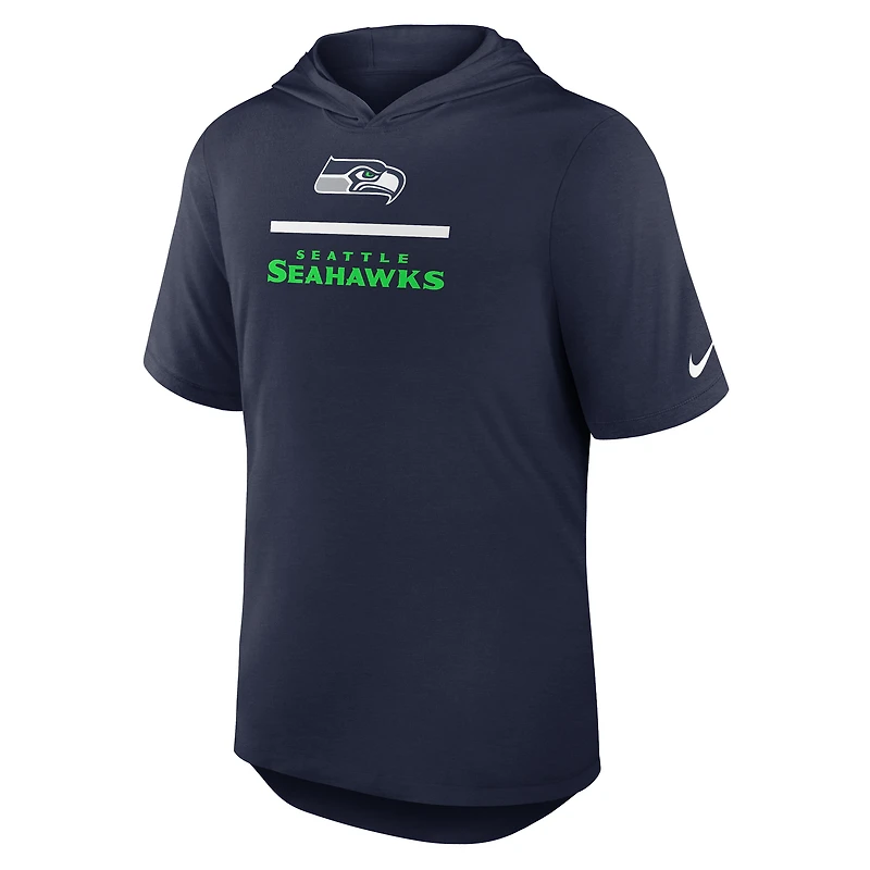 Men's Nike College Navy Seattle Seahawks Lockup Tri-Blend Hoodie T-Shirt