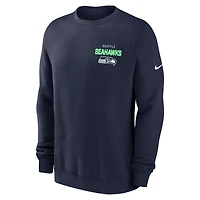 Men's Nike College Navy Seattle Seahawks Primetime Club Fleece Pullover Sweatshirt