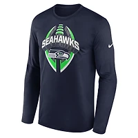 T-shirt Nike College Navy Seattle Seahawks Primetime Legend Icon Performance à manches longues pour homme