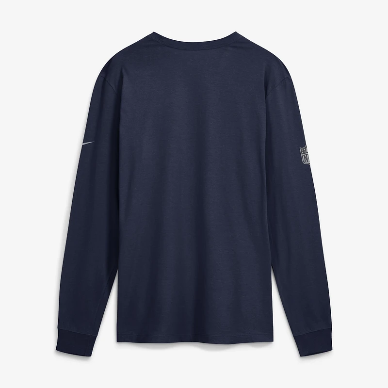 T-shirt à manches longues Nike College Navy Seattle Seahawks Sideline Bold Arch Star Dri-FIT pour homme