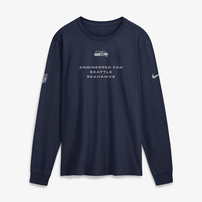 Men's Nike College Navy Seattle Seahawks Sideline Bold Arch Star Dri-FIT Long Sleeve T-Shirt