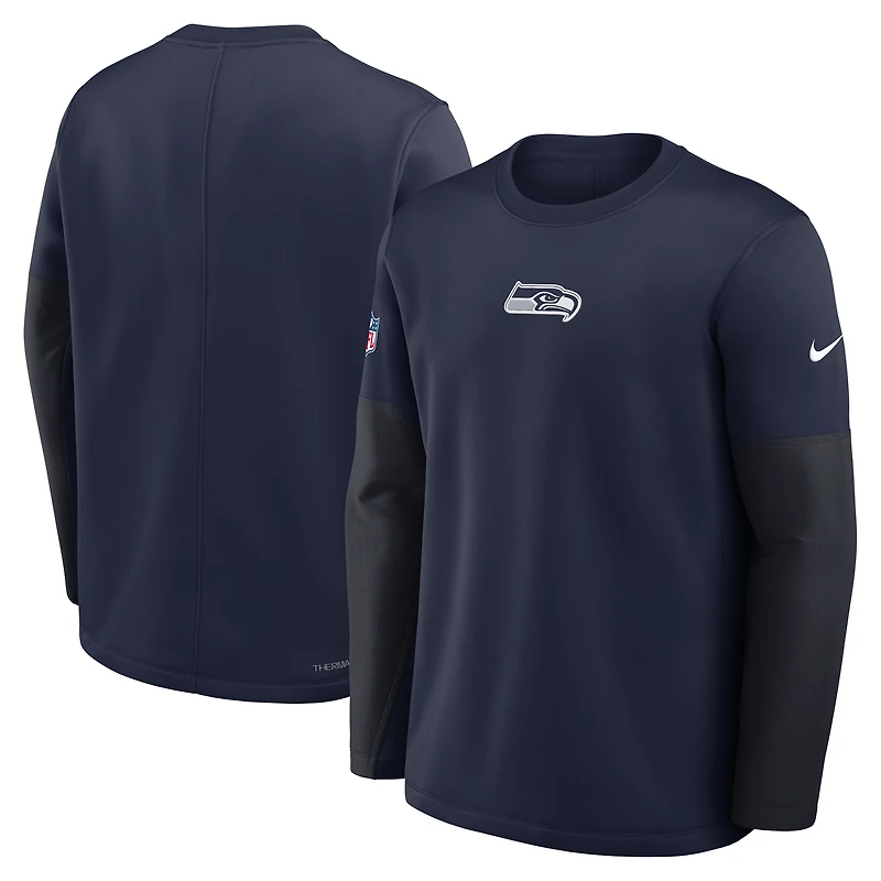 T-shirt Nike Therma-FIT à manches longues pour homme, bleu marine universitaire, Seattle Seahawks