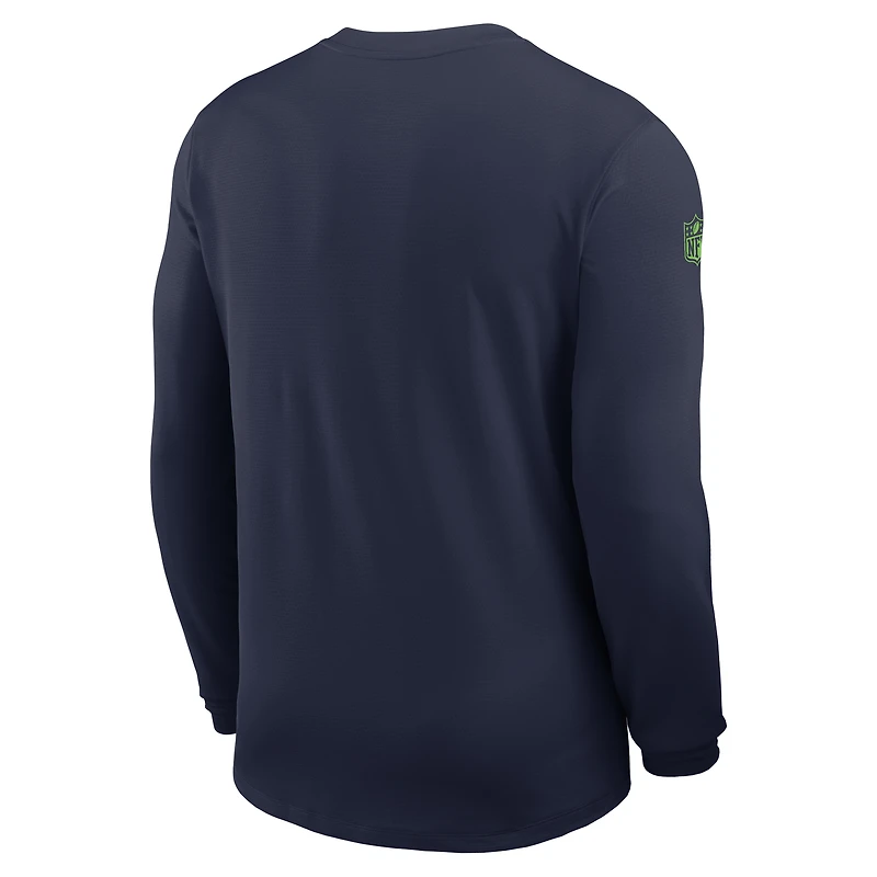 Men's Nike College Navy Seattle Seahawks Sideline Coach UV Dri-FIT Long Sleeve Shirt
