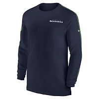 Men's Nike College Navy Seattle Seahawks Sideline Coach UV Performance Long Sleeve T-Shirt