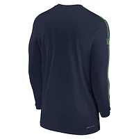 T-shirt à manches longues Nike College Navy Seattle Seahawks Sideline Coach UV Performance pour homme