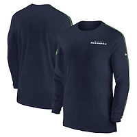 Men's Nike College Navy Seattle Seahawks Sideline Coach UV Performance Long Sleeve T-Shirt