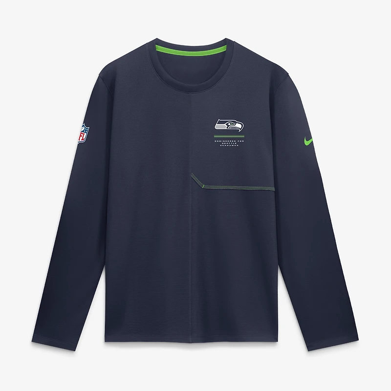 Men's Nike  College Navy Seattle Seahawks Sideline Coaches UV Dri-FIT Long Sleeve Shirt