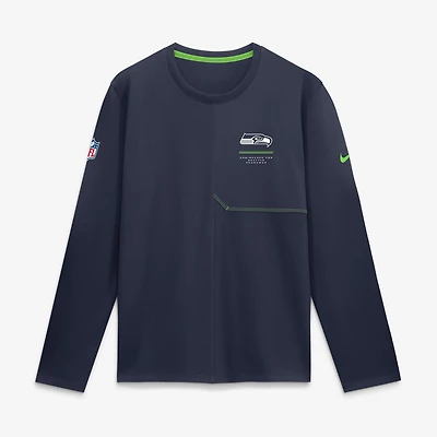Men's Nike  College Navy Seattle Seahawks Sideline Coaches UV Dri-FIT Long Sleeve Shirt