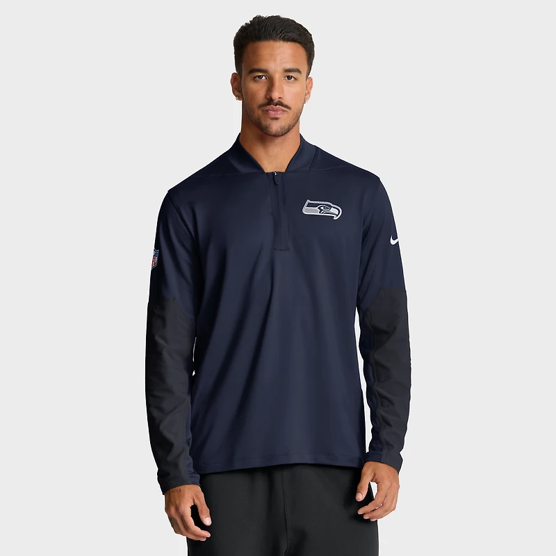 Men's Nike College Navy Seattle Seahawks Sideline Dri-FIT Half-Zip Pullover