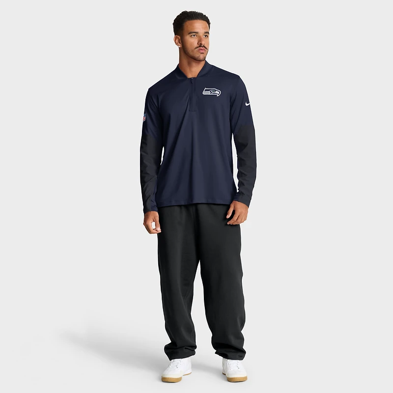 Men's Nike College Navy Seattle Seahawks Sideline Dri-FIT Half-Zip Pullover