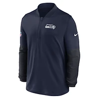 Men's Nike College Navy Seattle Seahawks Sideline Dri-FIT Half-Zip Pullover