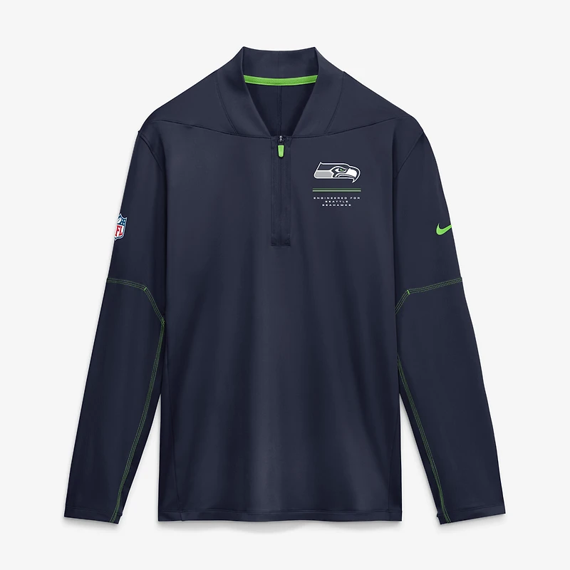 Men's Nike College Navy Seattle Seahawks Sideline Dri-FIT Half-Zip Pullover