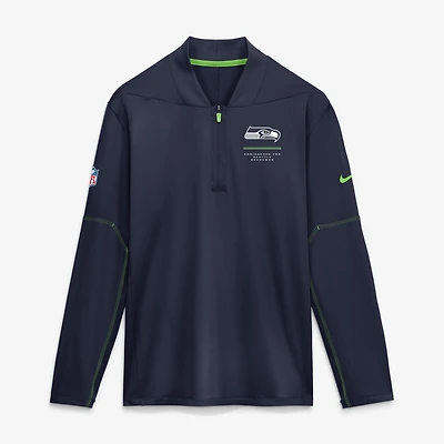 Men's Nike College Navy Seattle Seahawks Sideline Dri-FIT Half-Zip Pullover